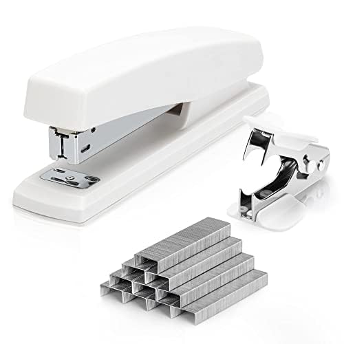 Deli Stapler, Desktop Stapler, Office Staplers, 25 Sheet Capacity, Includes 1000 Staples and Staple Remover, White - Image 1